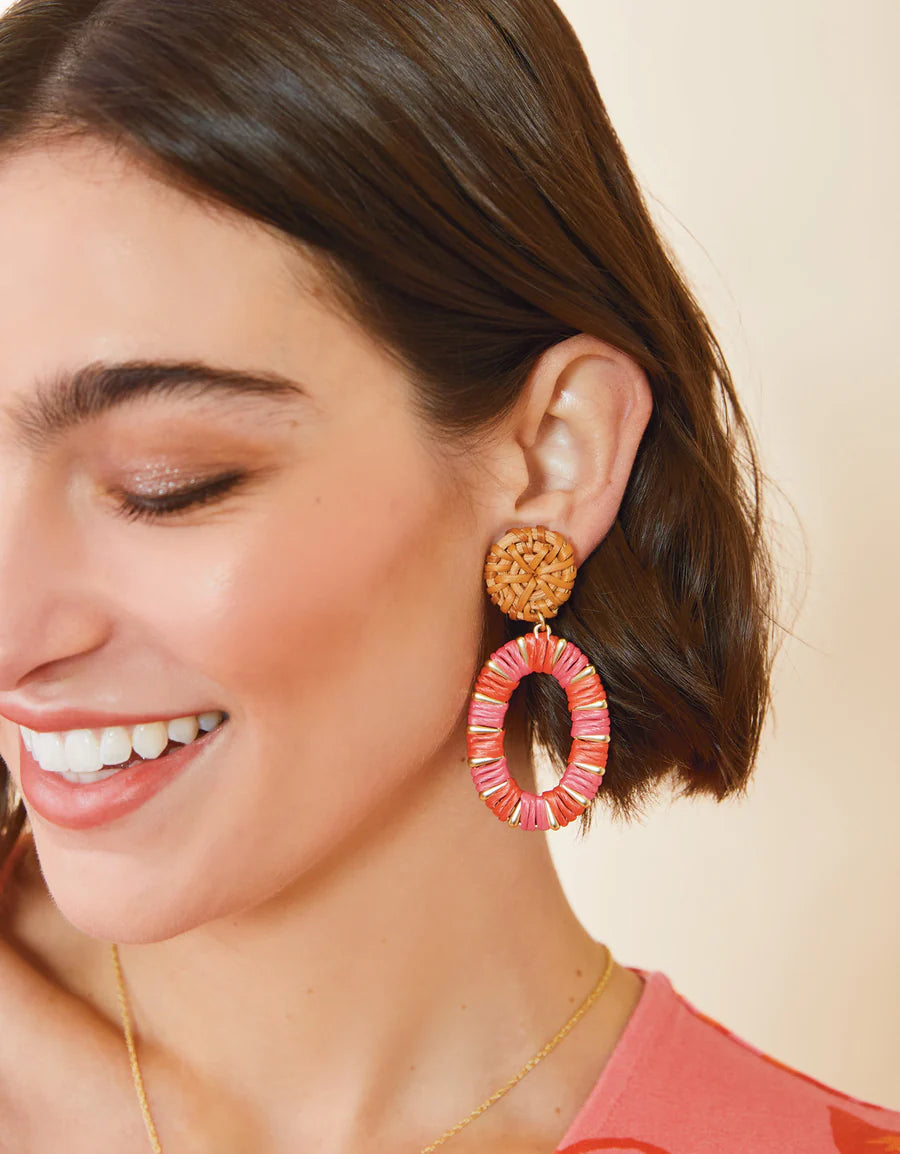 Straw Oval Earrings