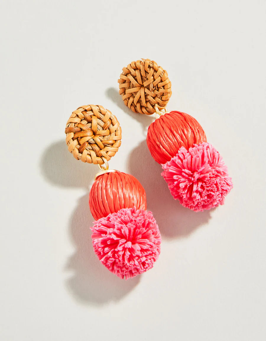 Straw Pom Earrings