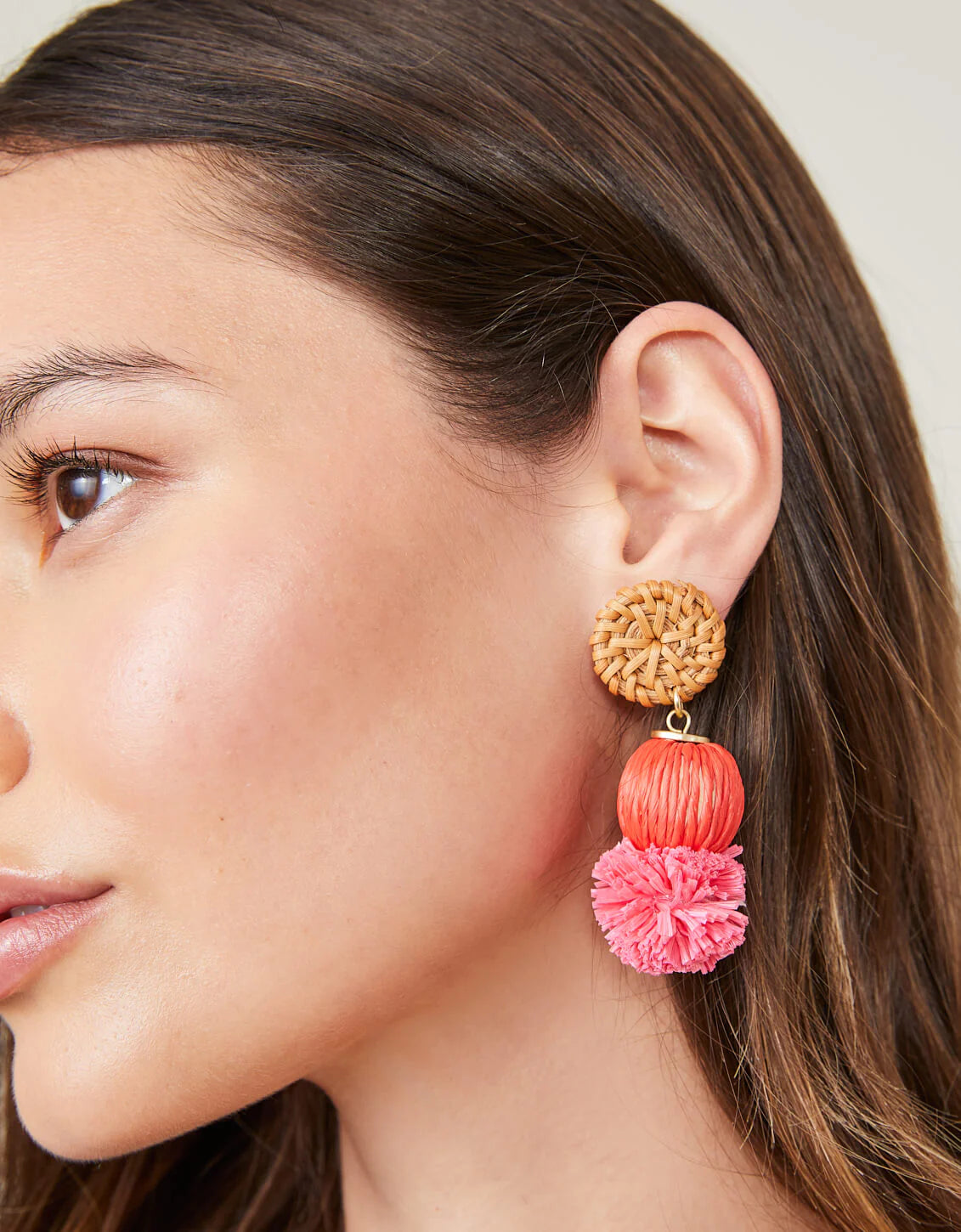 Straw Pom Earrings