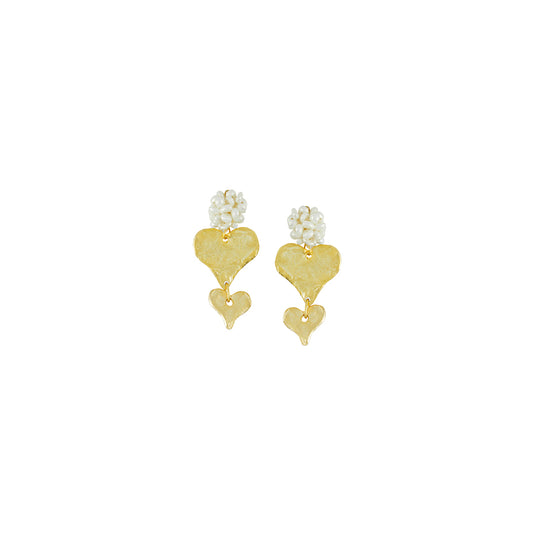 Pearl Cluster Heart Stack Earrings