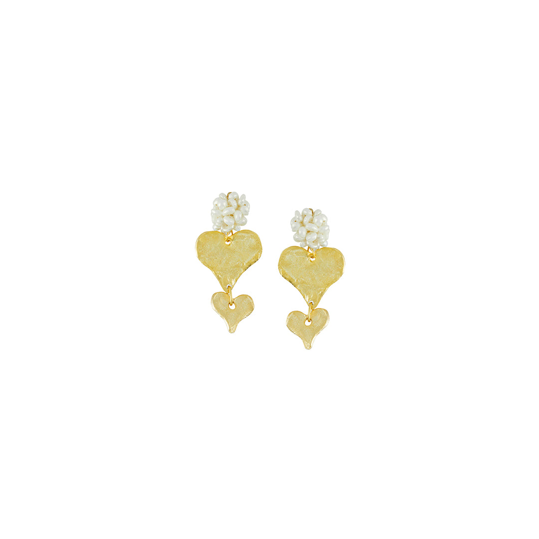 Pearl Cluster Heart Stack Earrings