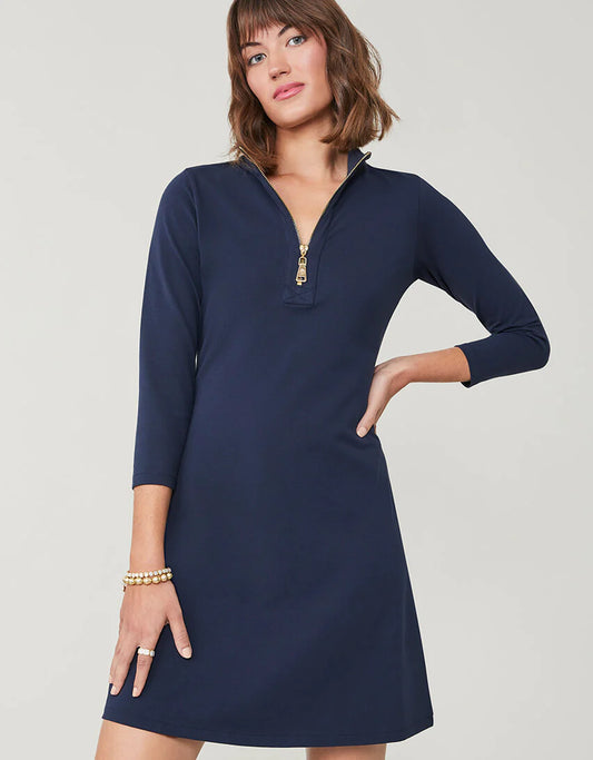 Nora Half-Zip Dress Slate Blue