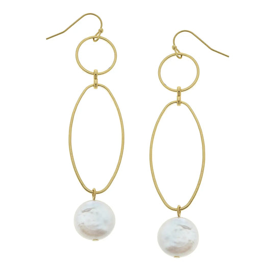 Round Oval Pearl Earring