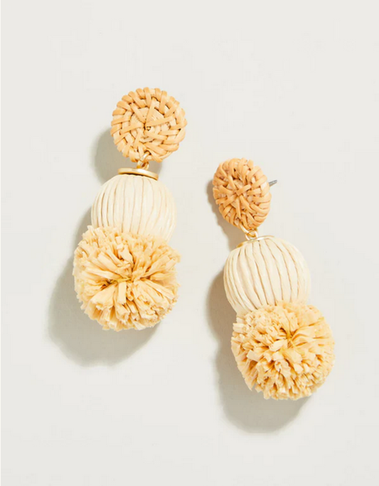 Straw Pom Earrings