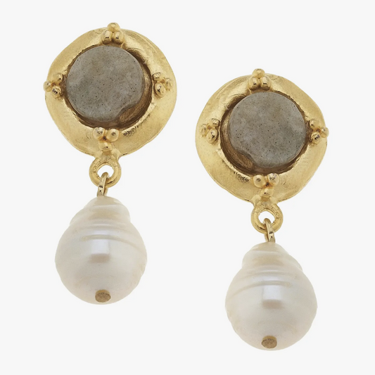 Labradorite Pearl Earring