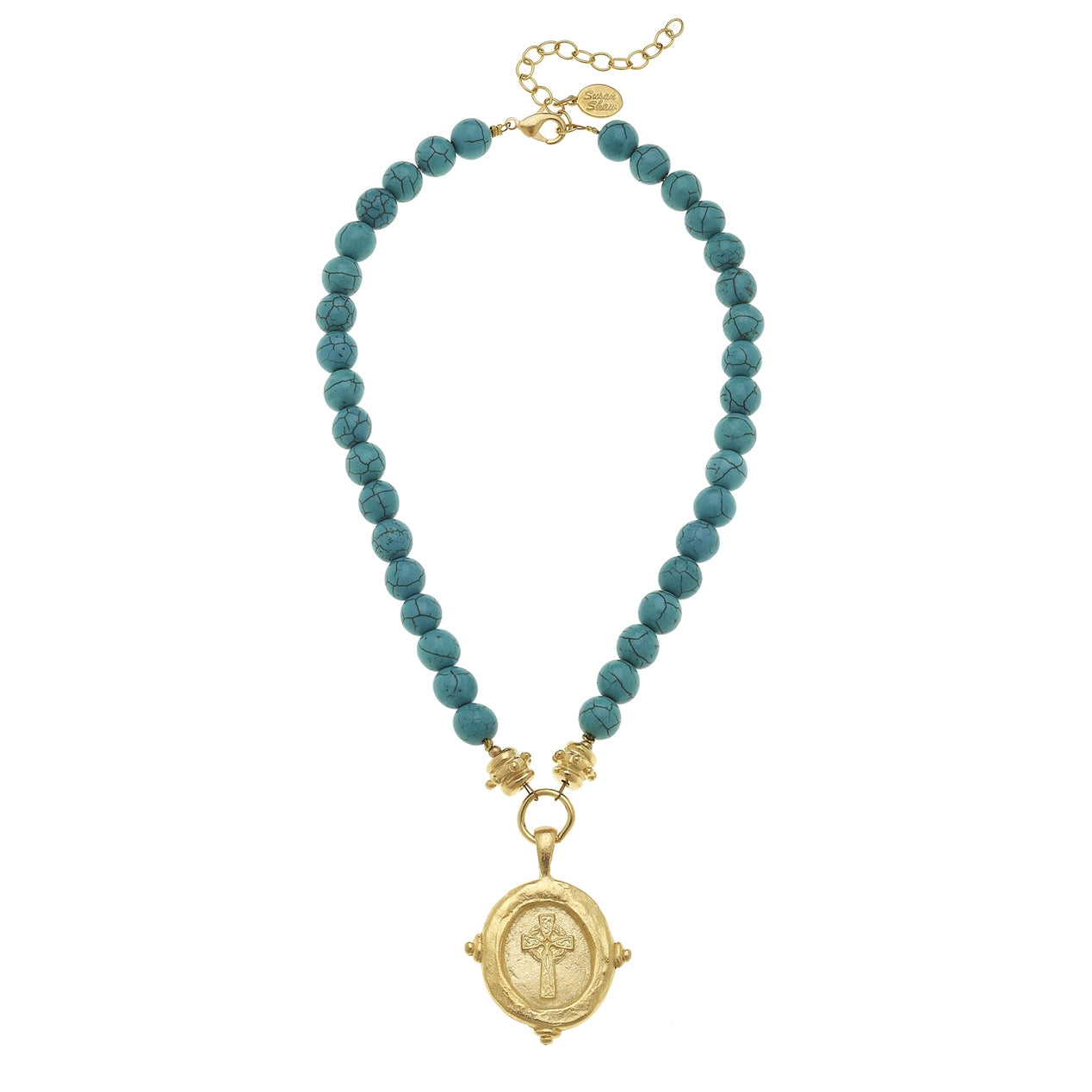 Turquoise Cross Intaglio Necklace